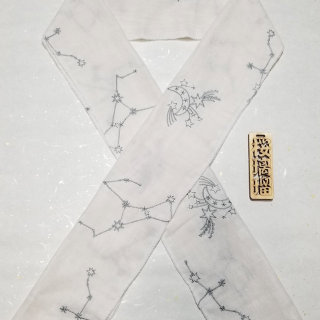 星座と流れ星の刺繍(ホワイト)
