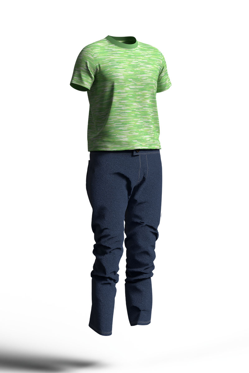 グリーン系Tシャツ×ジーンズのコーデ